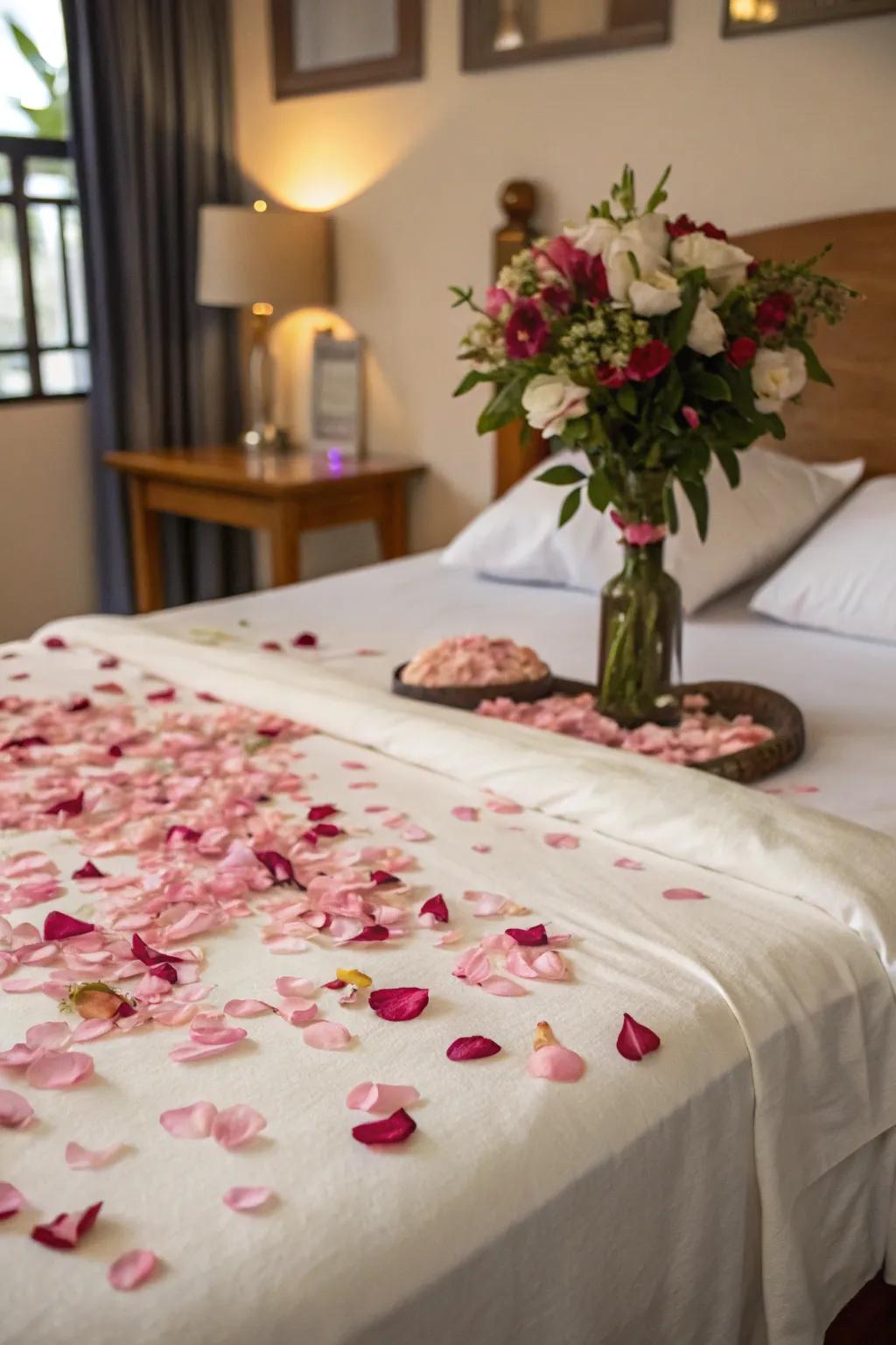 Flower petals add a romantic and luxurious touch to any setting.