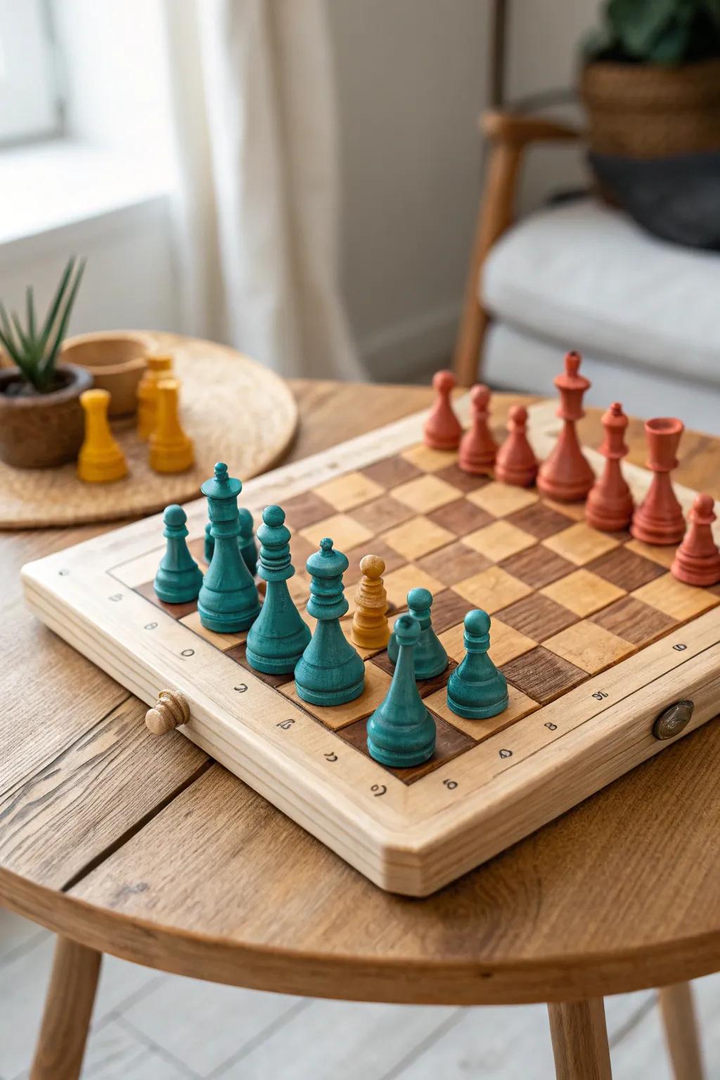 Elevate your game night with a DIY chess set that blends bold colors and minimalist design!
