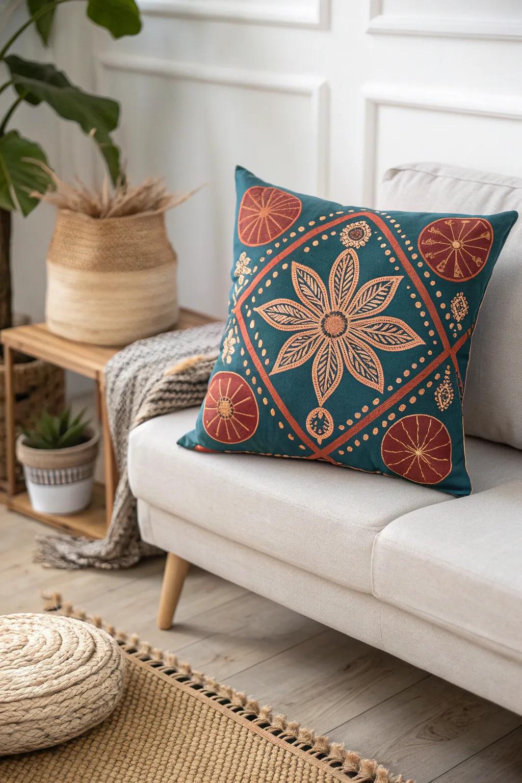 Elevate your living space with bold, screen-printed throw pillows that blend Scandinavian simplicity with boho charm.