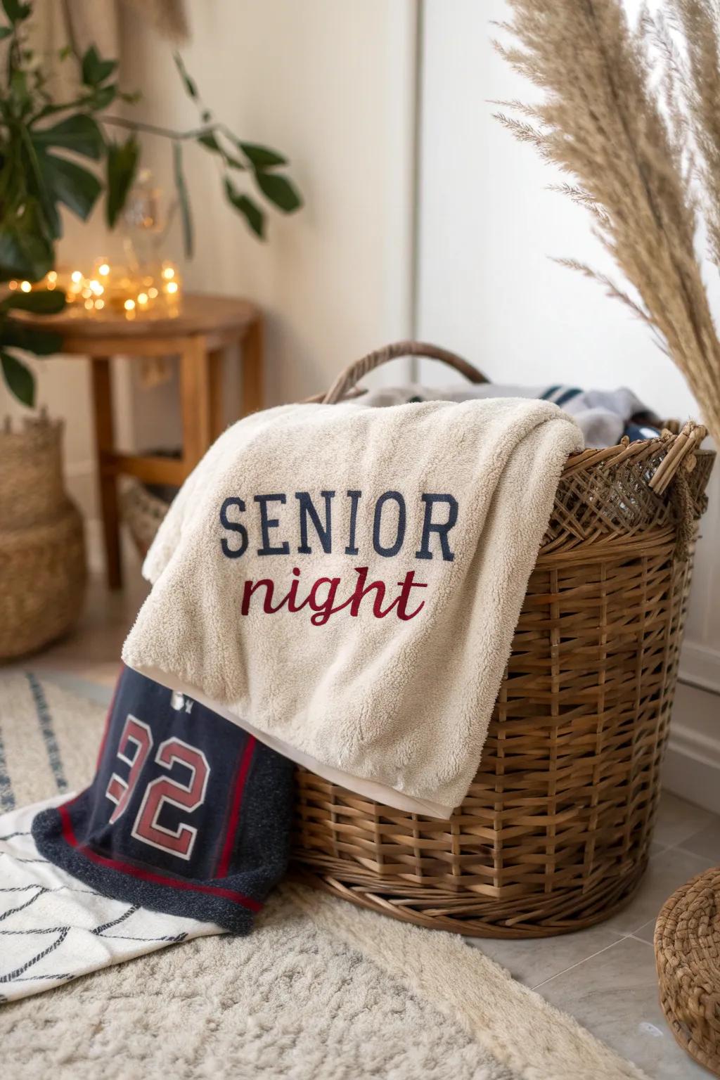 Wrap them in warmth and memories with a personalized senior night basket. 🧺✨ #CozyComfort #SeniorNight