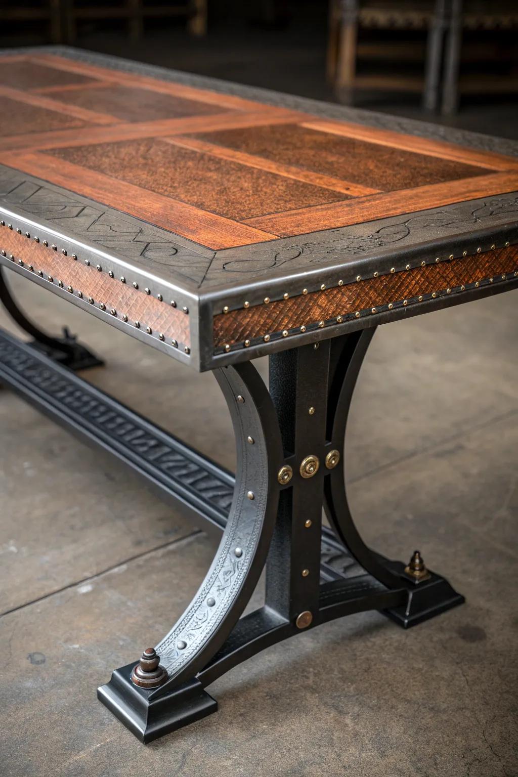 Where modern meets rustic: A masterpiece in metal and wood.