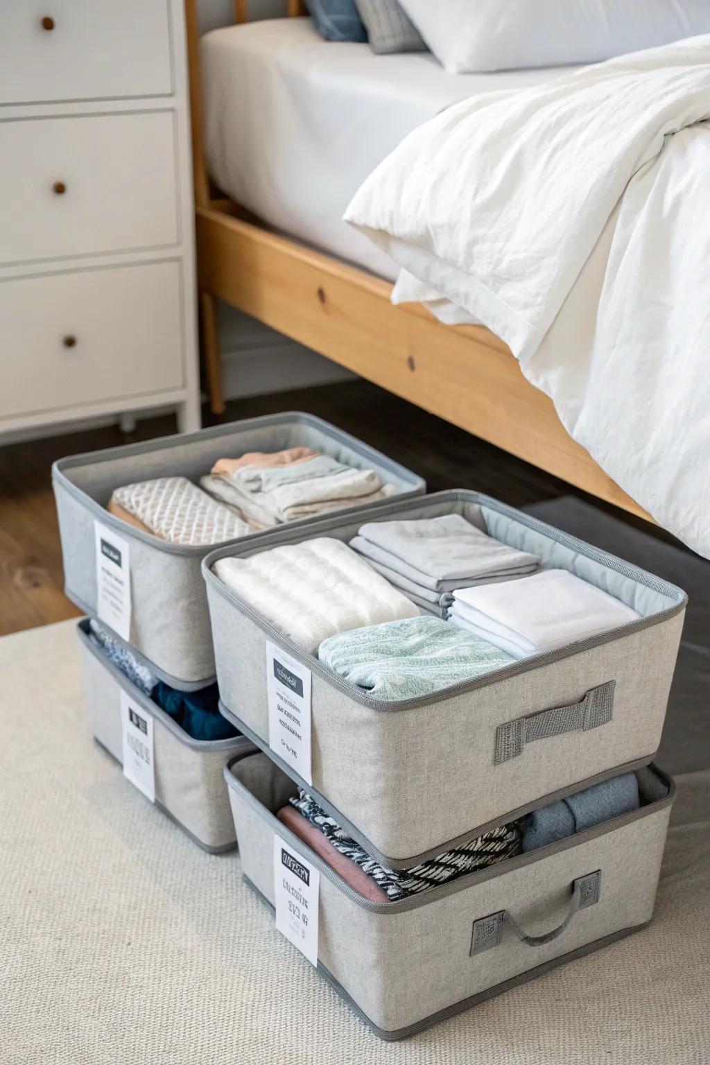 Make use of under-bed space for discreet and efficient sheet storage.