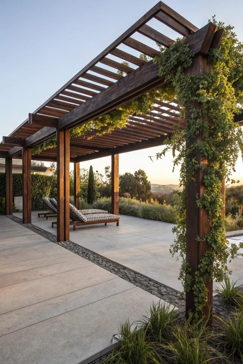 Find tranquility under a masterfully crafted pergola, turning your patio into a shaded retreat.