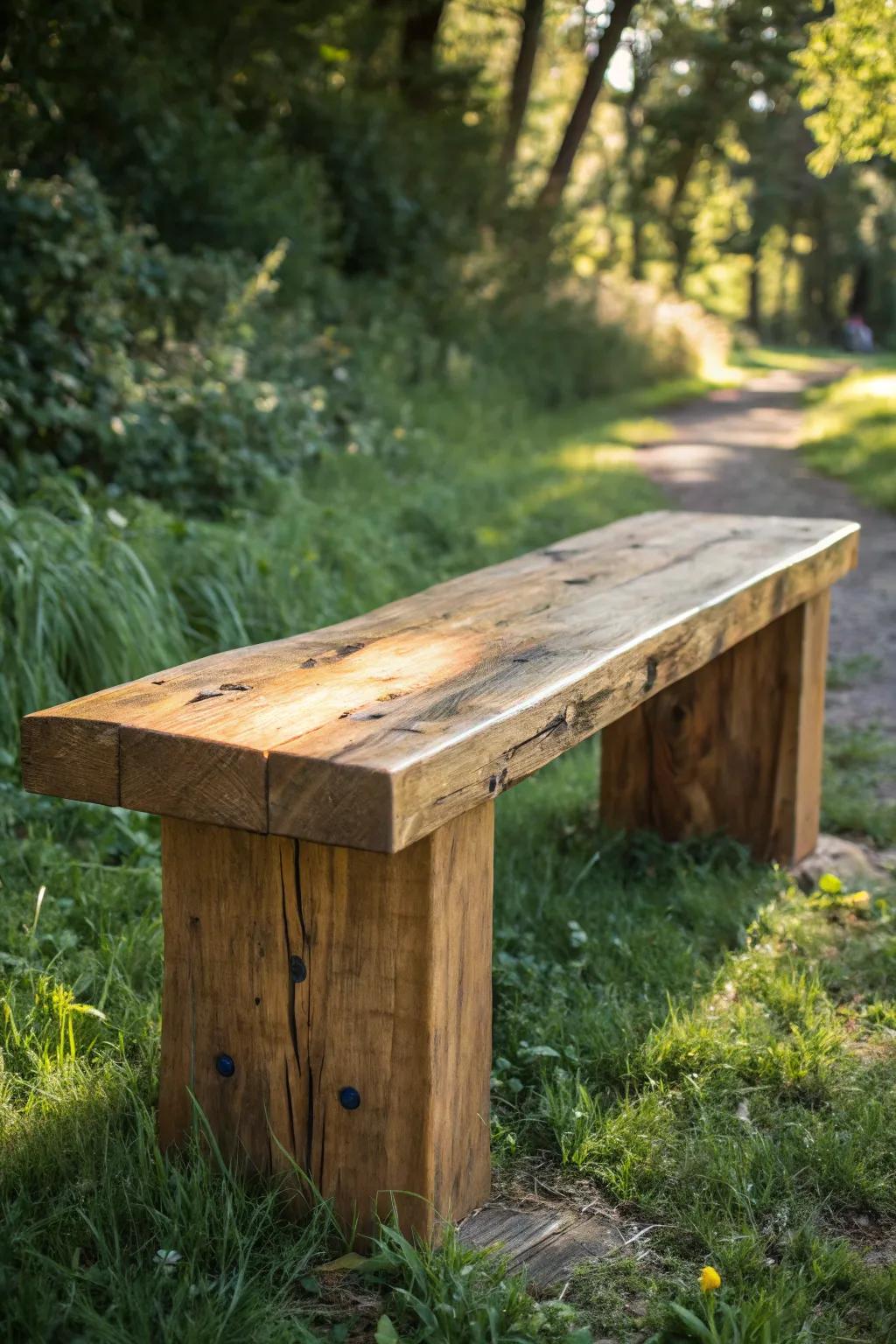 Embrace the charm of nature with this handcrafted rustic bench, perfect for a peaceful retreat.