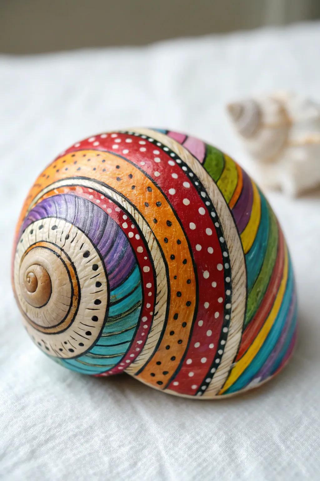 Transform nature's canvas with vibrant patterns—craft your own snail shell masterpiece!