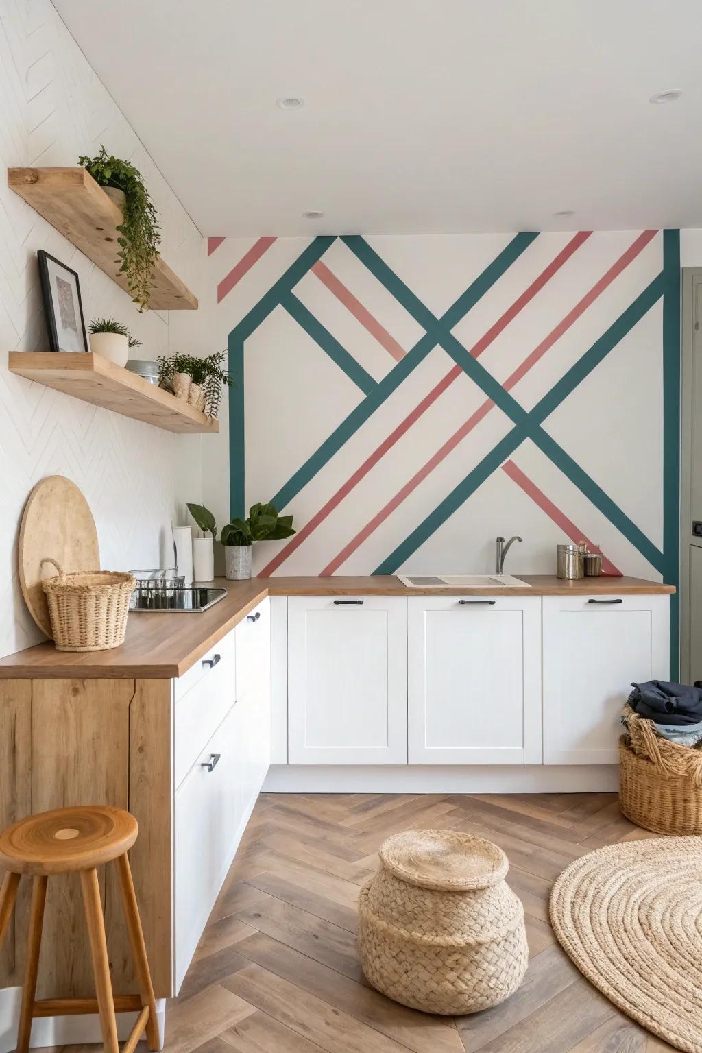 Elevate your space with bold color blocking: a perfect blend of Scandinavian minimalism and boho charm.