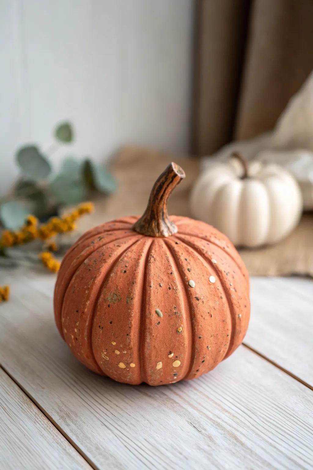 Embrace the season with this minimalist clay pumpkin—where Scandinavian design meets boho charm. 🍂✨