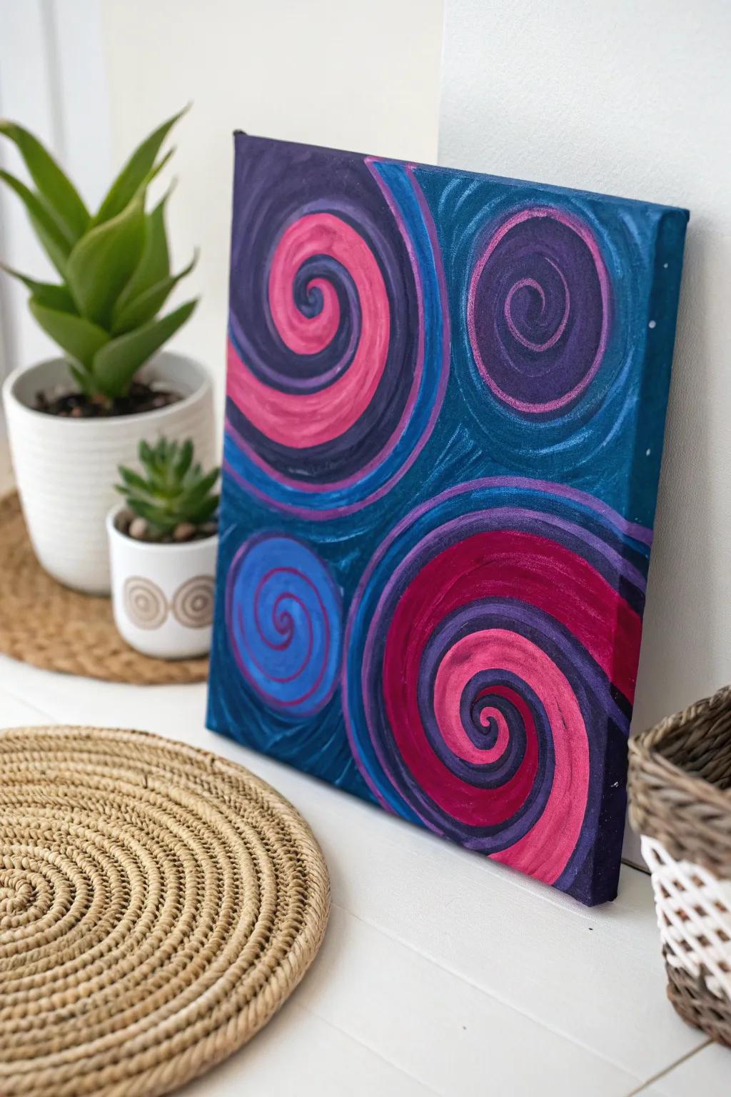 Get lost in the mesmerizing swirls of vibrant colors with this stunning piece of trippy art. Perfect for adding a bold pop to your minimalist space!