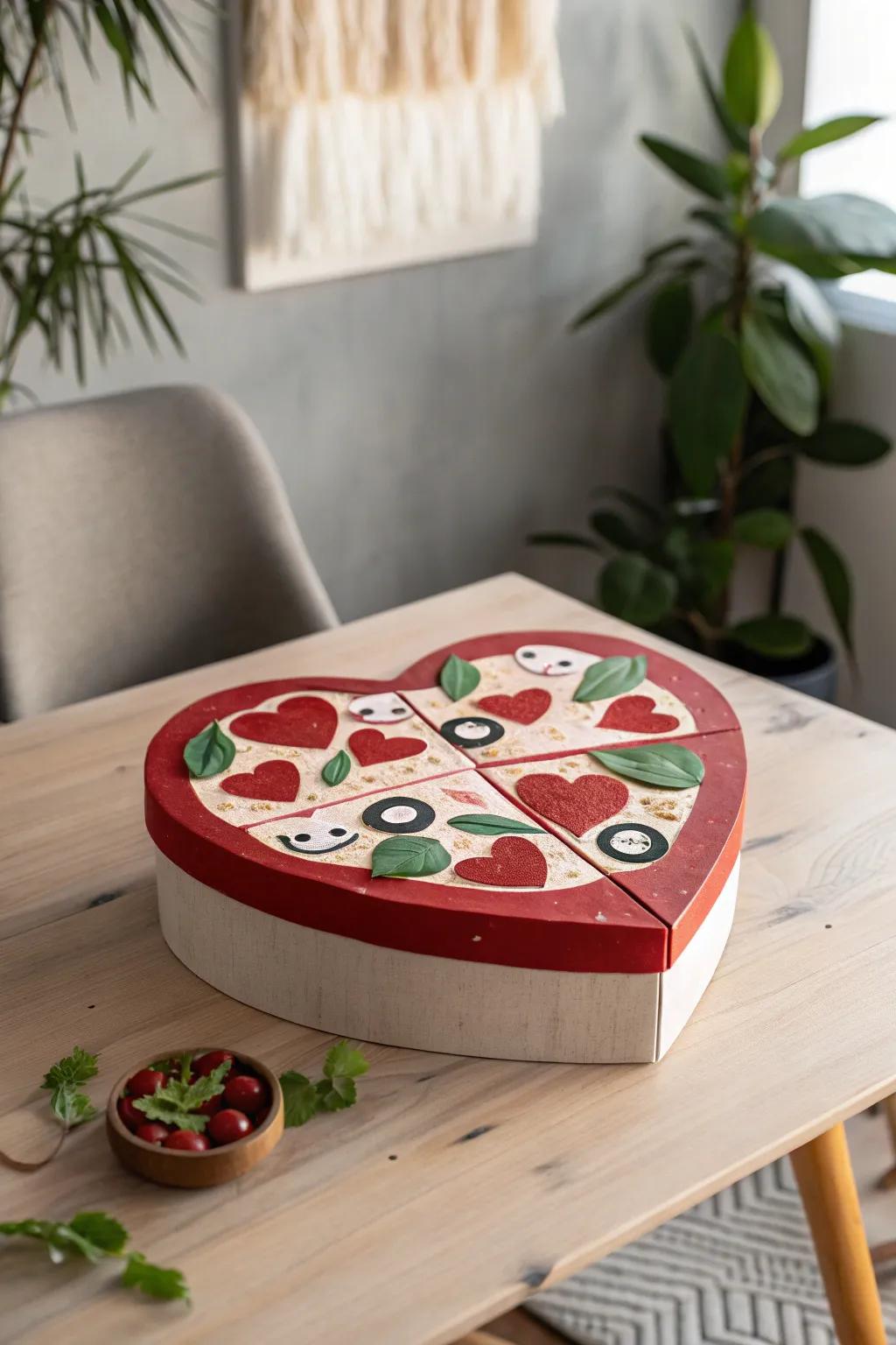 A slice of love: Craft your own heart-shaped pizza valentine box and share the joy this Valentine's Day!