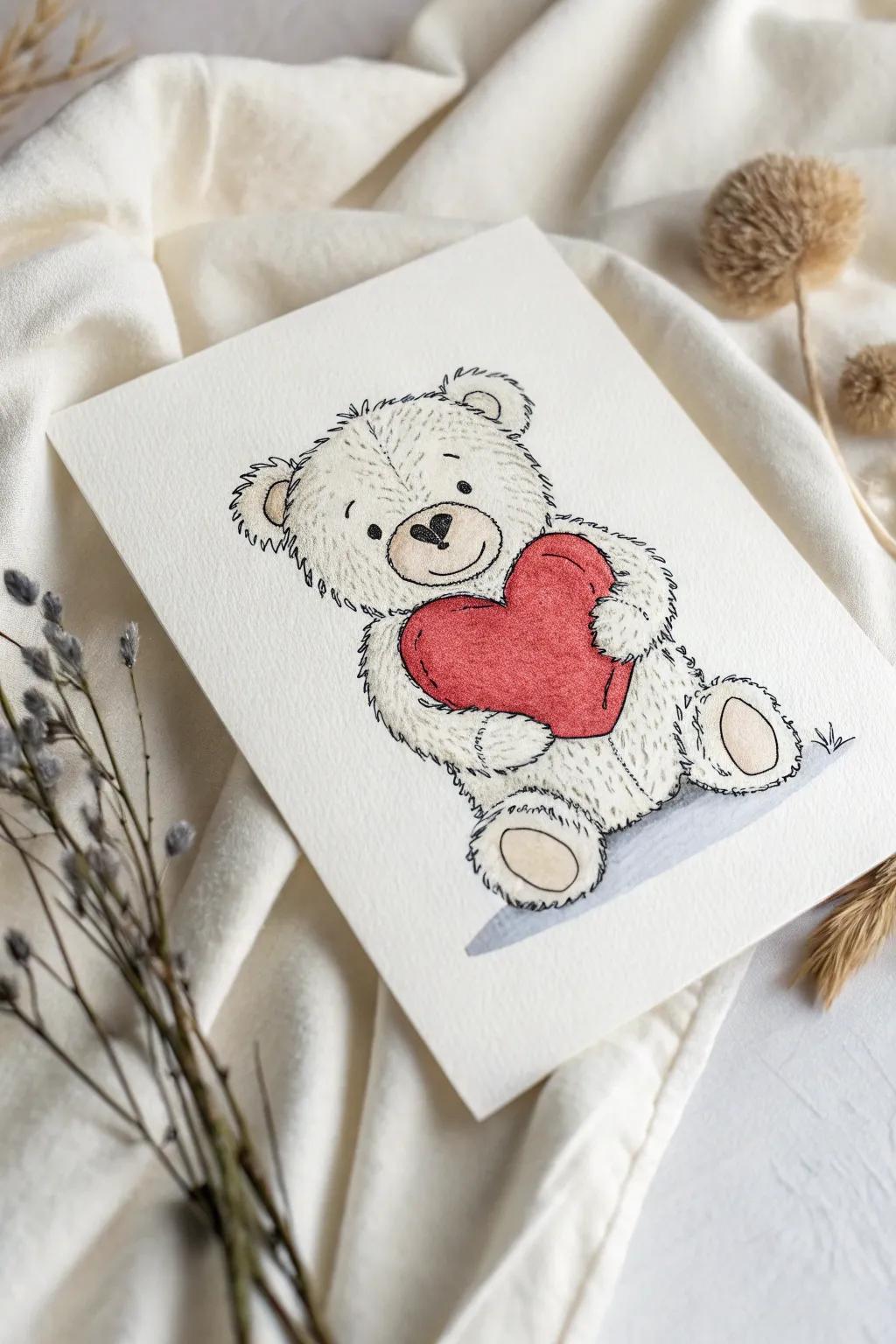Embrace the charm of childhood with this minimalist teddy bear sketch, perfect for a Valentine’s Day filled with warmth and simplicity.