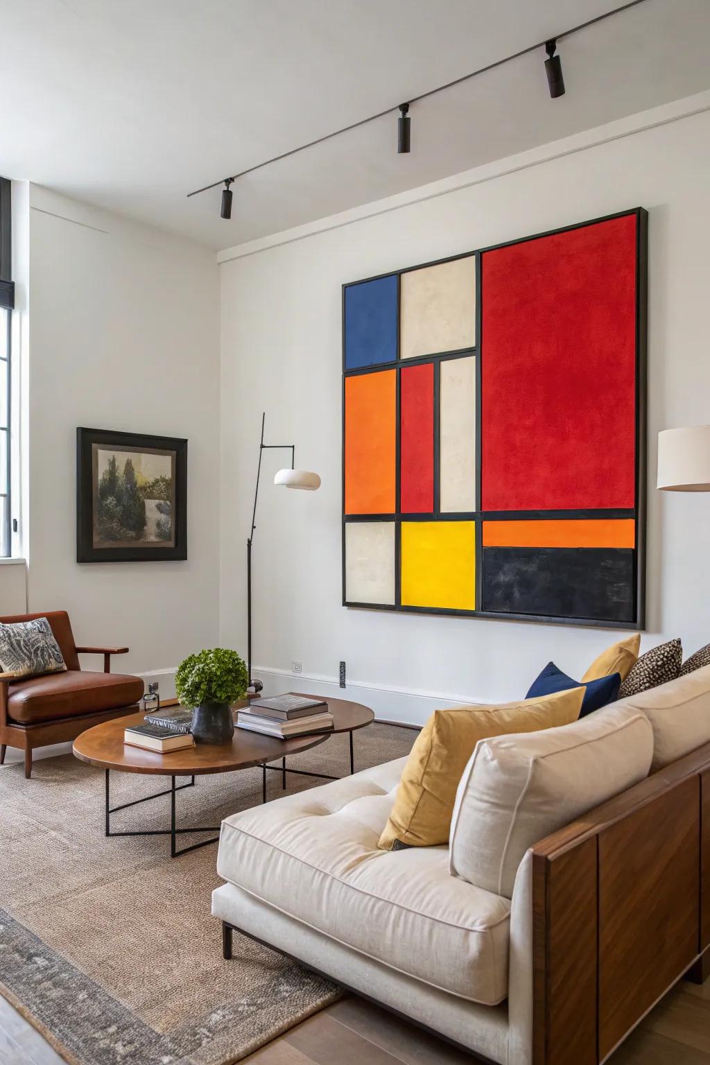 Striking colors create visual intrigue against a minimalist backdrop.