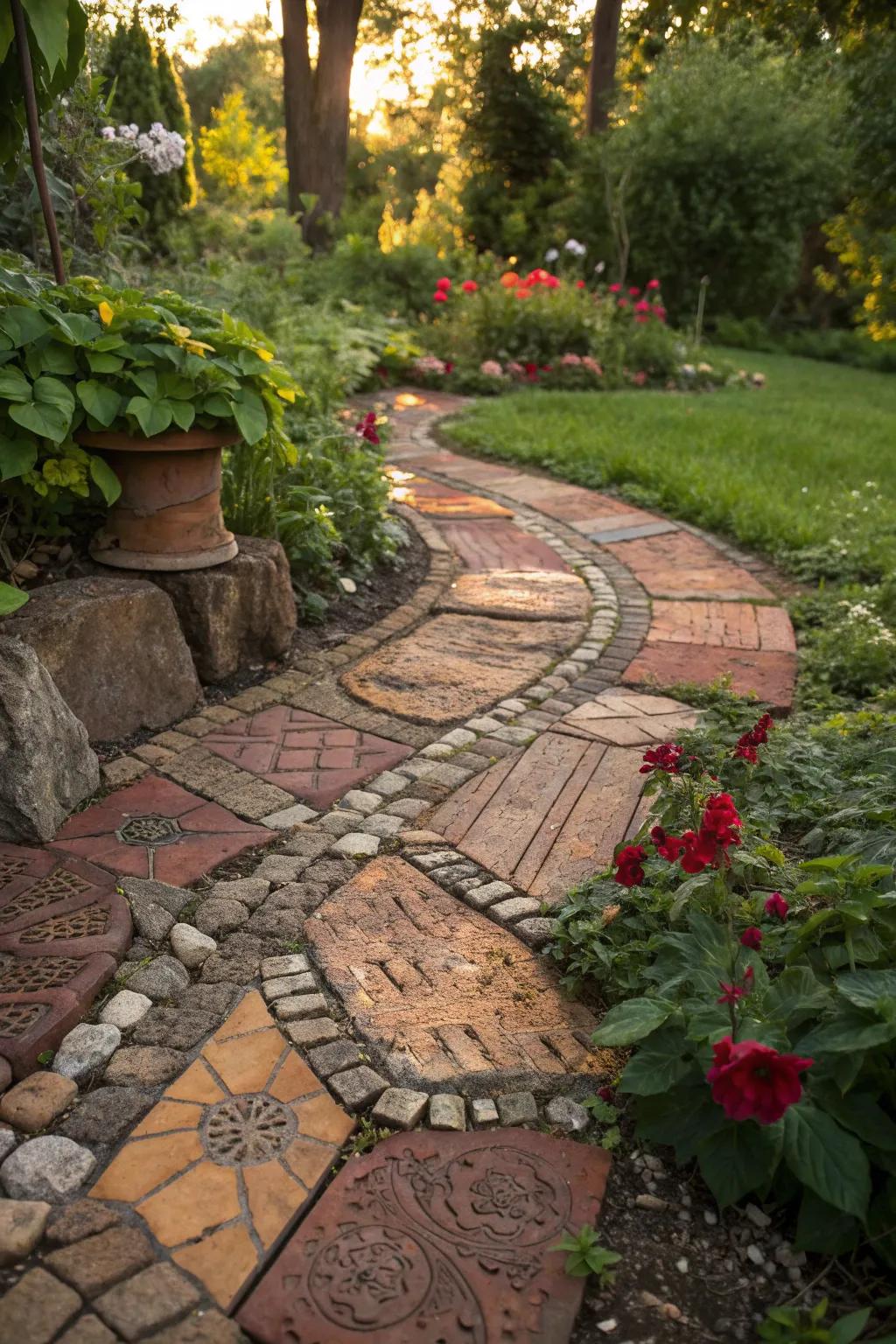 Transform your garden into a charming haven with a handcrafted paver walkway.
