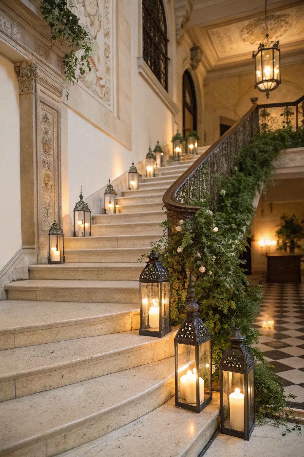 Guide the way with lanterns that add both safety and charm to your staircase.