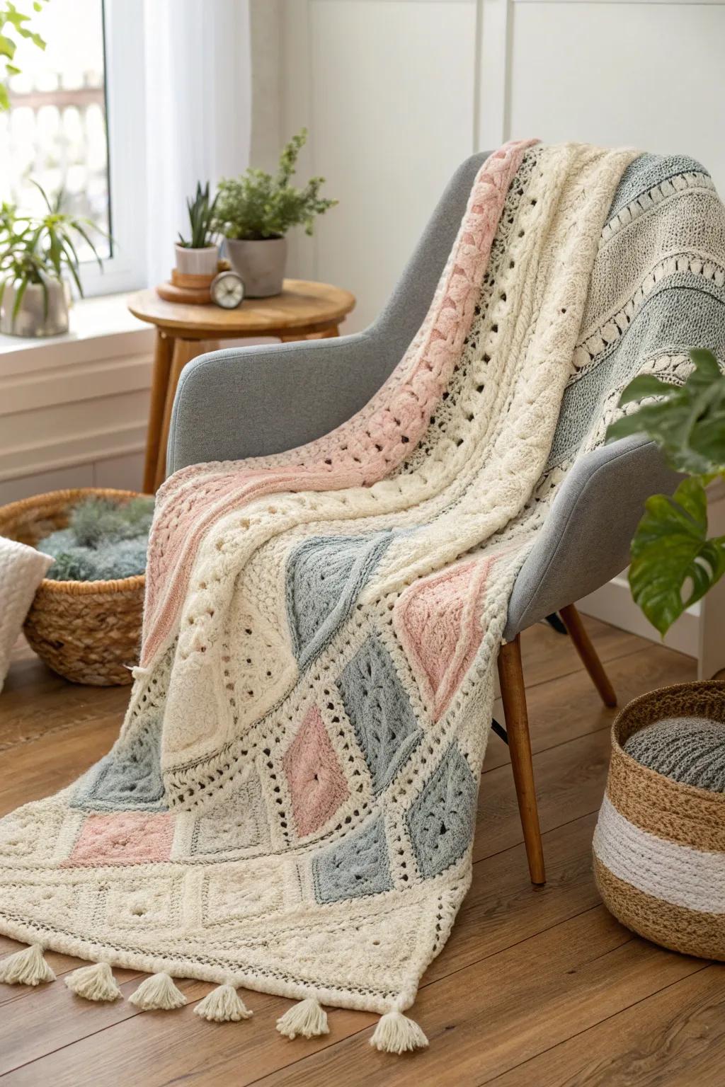 Wrap yourself in warmth and elegance with this cozy crochet masterpiece.