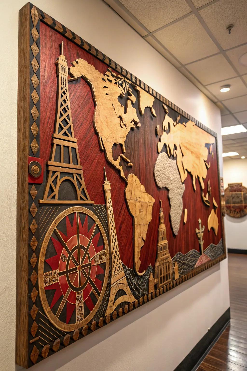 Elevate your space with handcrafted wooden wall art inspired by travel adventures.