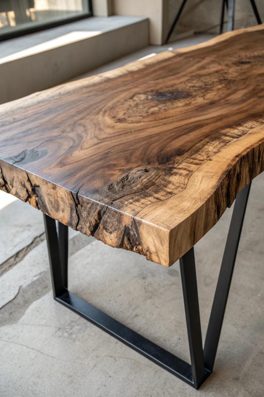Celebrate nature's artistry with a live edge table that brings the outdoors inside.