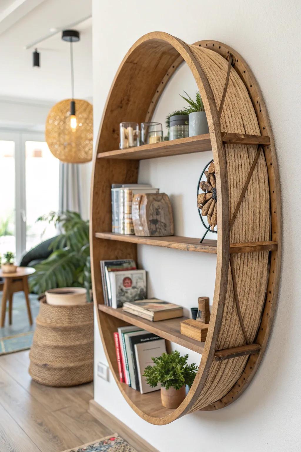 Elevate your space with artistic shelving: where Scandinavian simplicity meets bohemian flair.