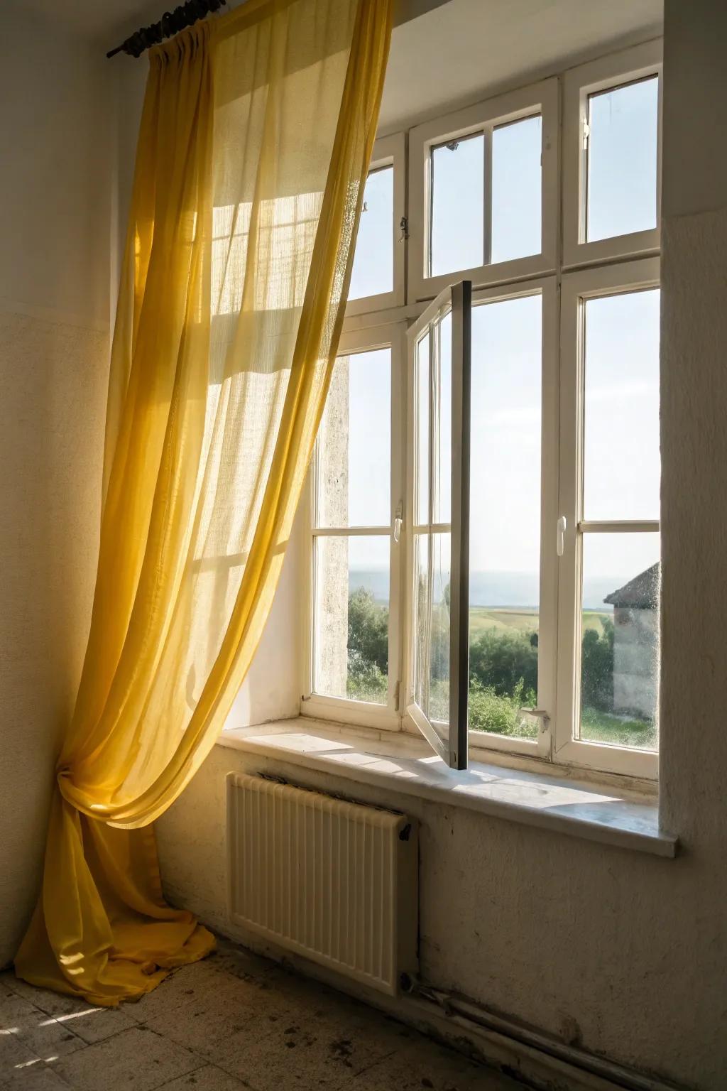 Yellow curtains can transform natural light into a warm glow.