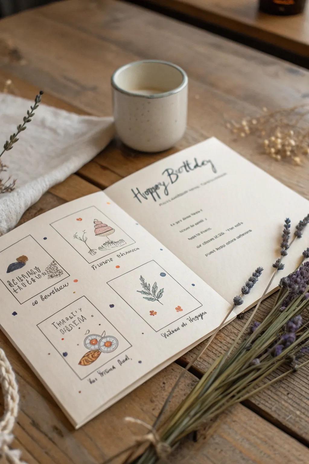 Celebrate the journey with a card that captures cherished memories in a minimalist style.