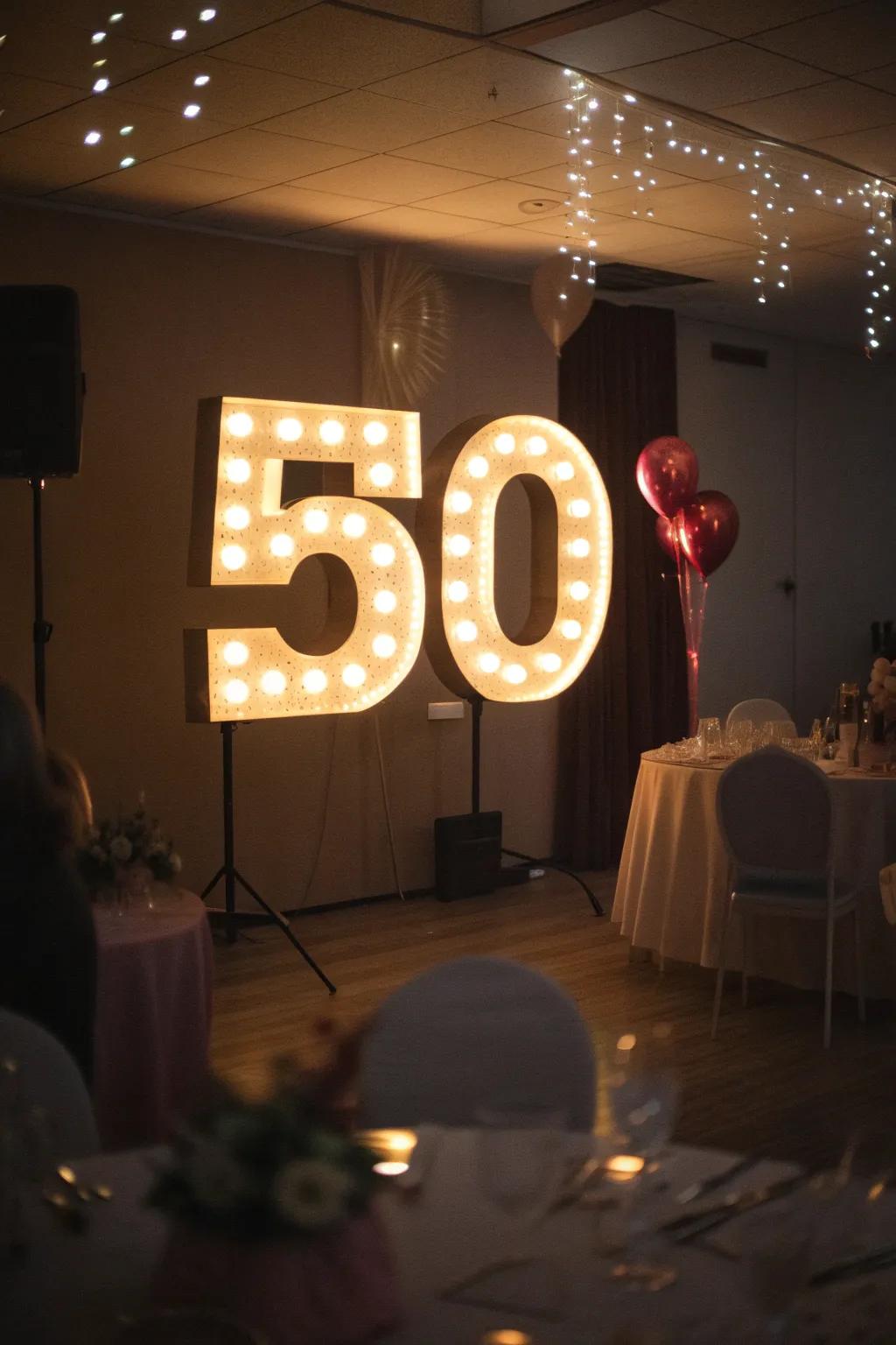 Lighted signs shine bright for milestone birthdays.