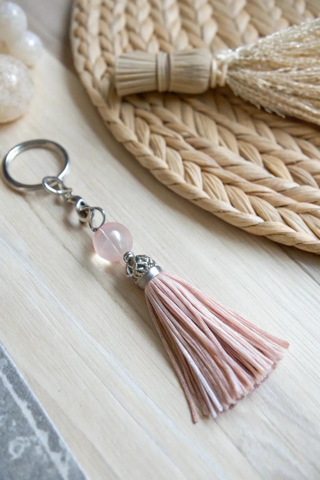 Elevate your style with a touch of elegance: A minimalist keychain adorned with a delicate tassel.