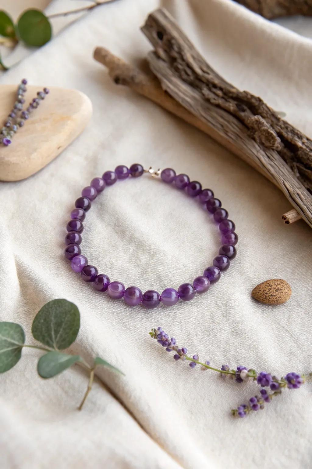 Add a touch of elegance with this stunning amethyst bracelet, perfect for any occasion.
