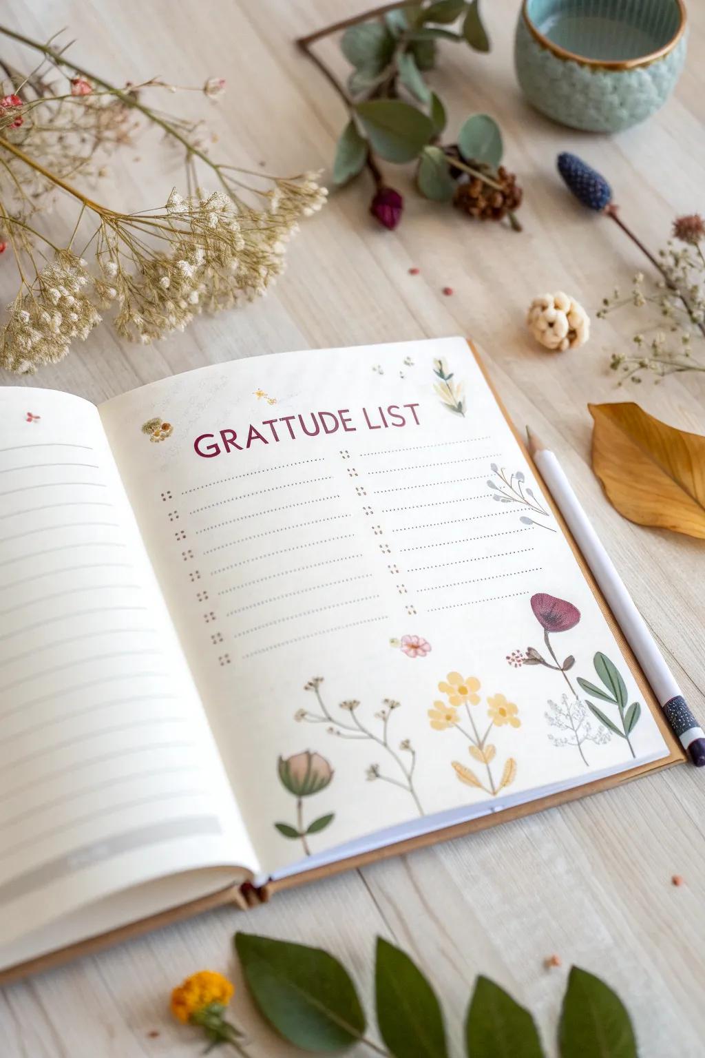 Embrace gratitude with elegance and simplicity in your art journal. 🌿✨
