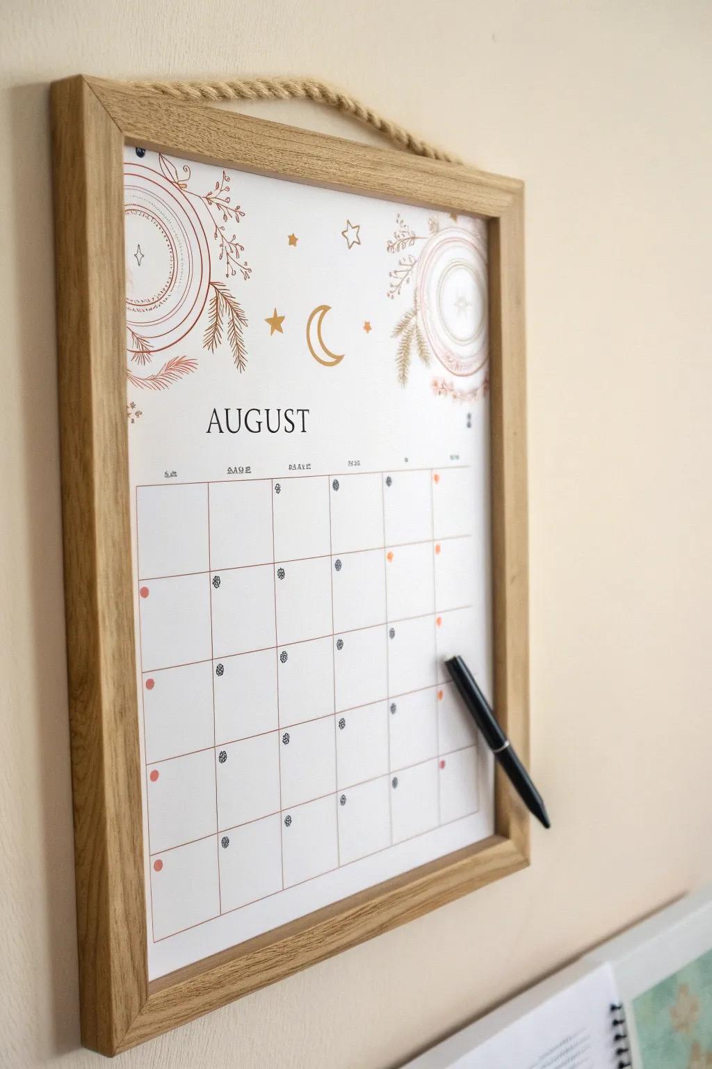 Elevate your planning with a touch of personal elegance. Craft your own celestial-themed August calendar!