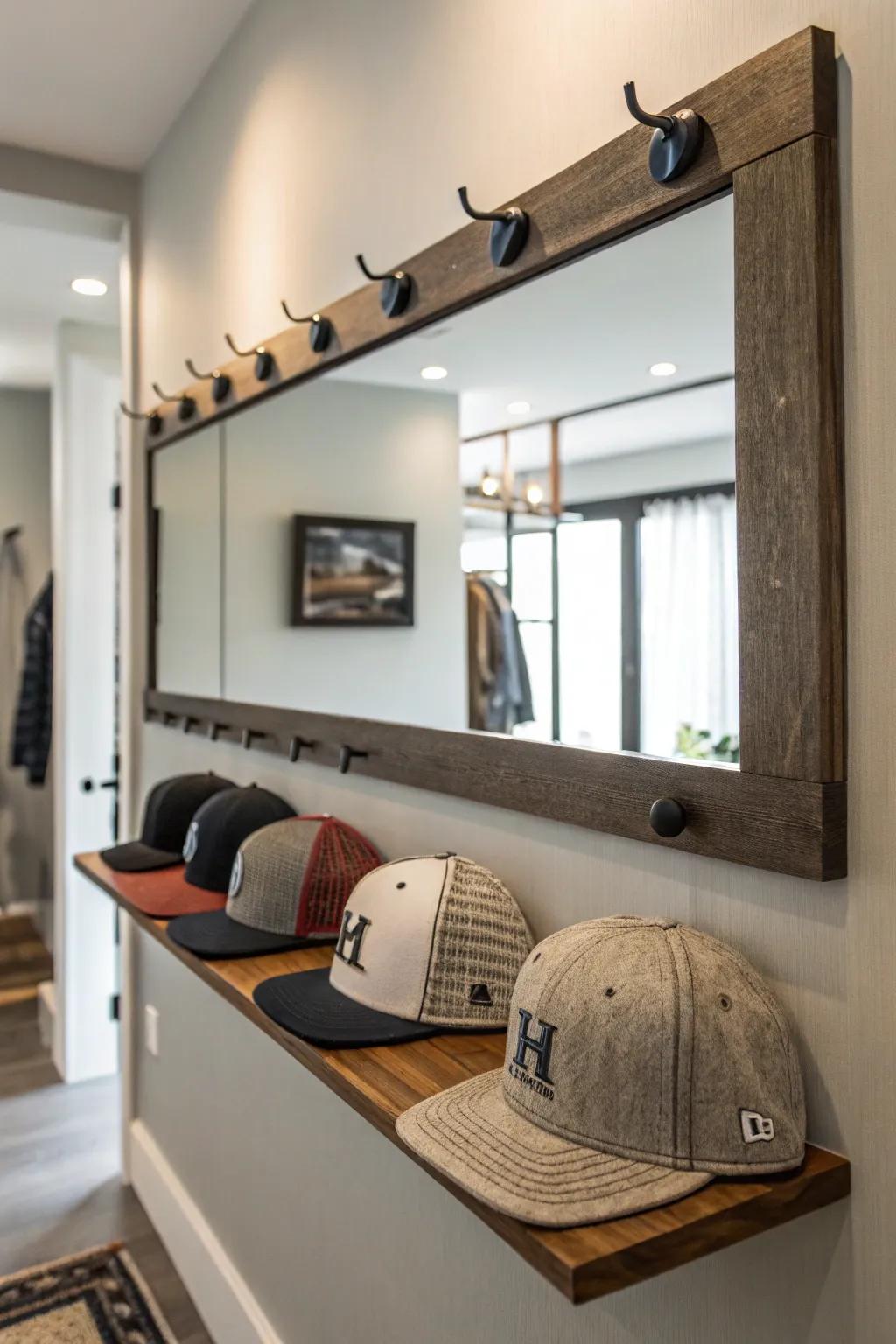 Elevate your entryway with a chic mirror combo rack – style meets function effortlessly.