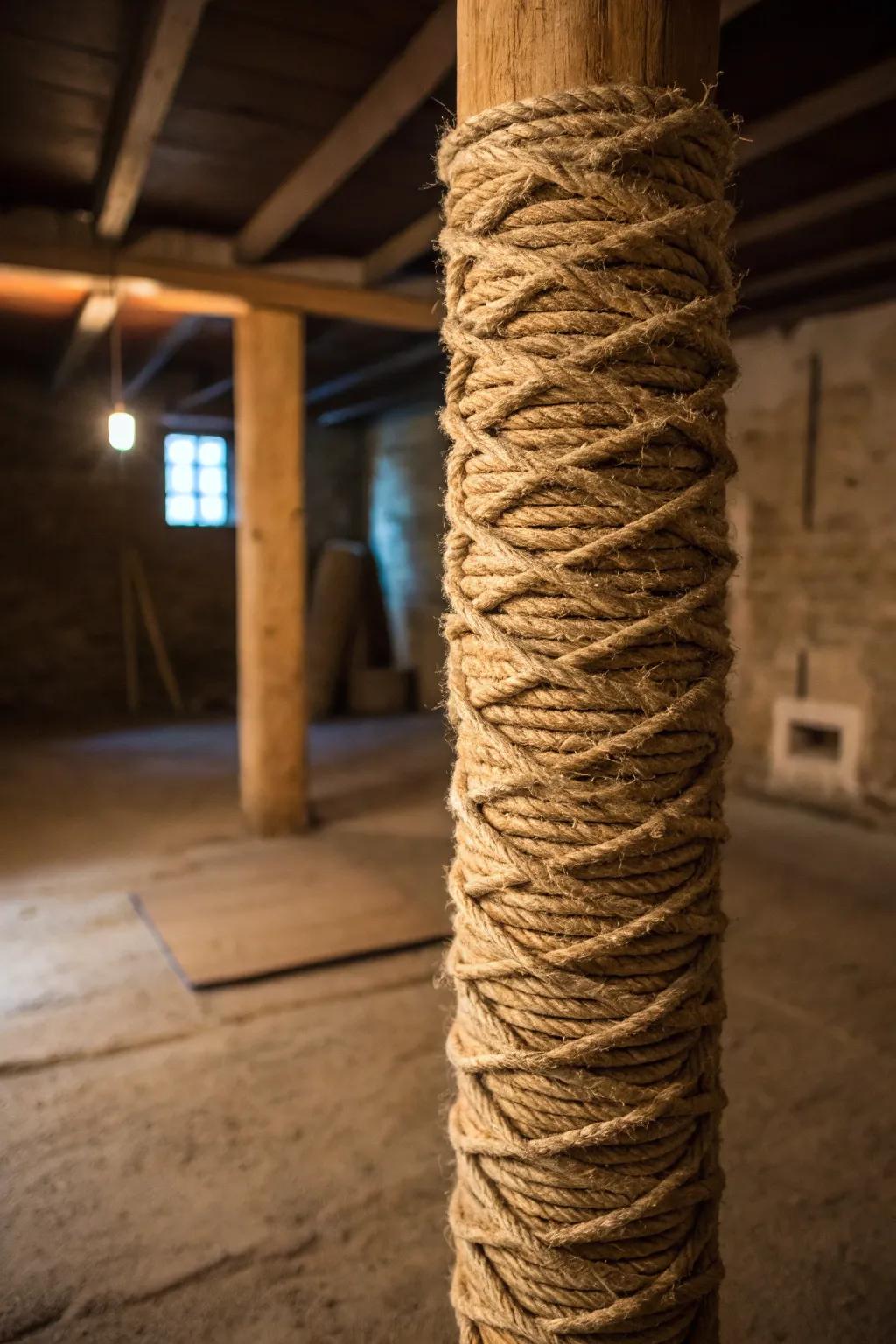 Transform your space with a bohemian twist: a simple jute wrap that speaks volumes.