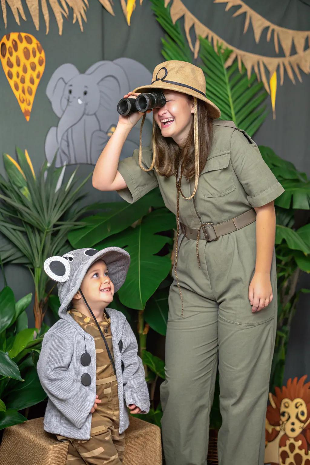 Adventures await with a safari explorer and her baby elephant.