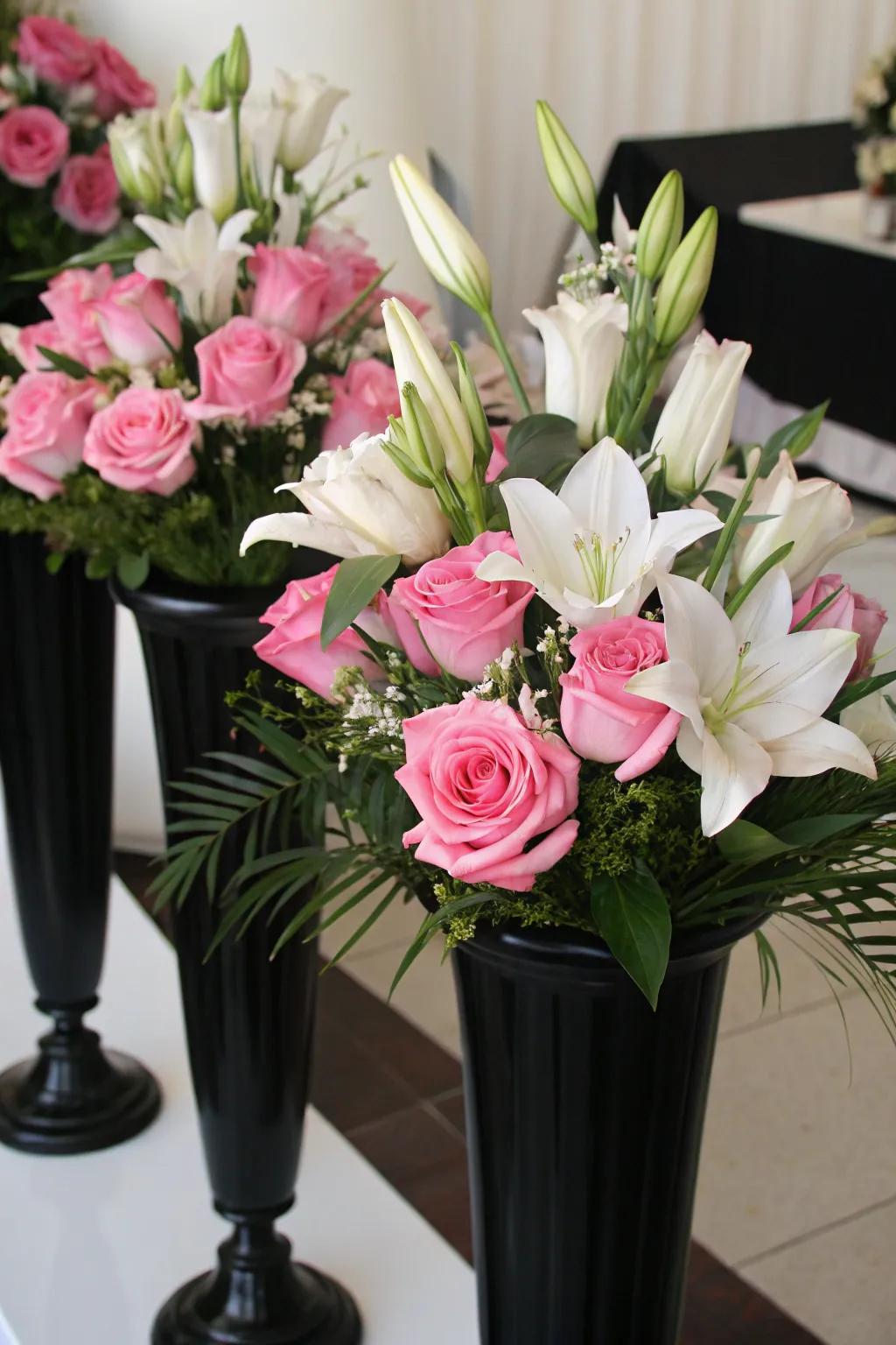 Elegant floral centerpieces that bring a fresh touch to the party.