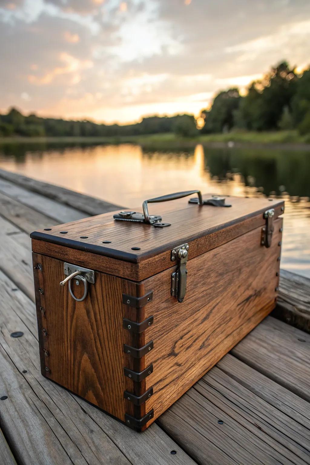 Craftsmanship meets functionality: A rustic wooden battery box that withstands the elements.