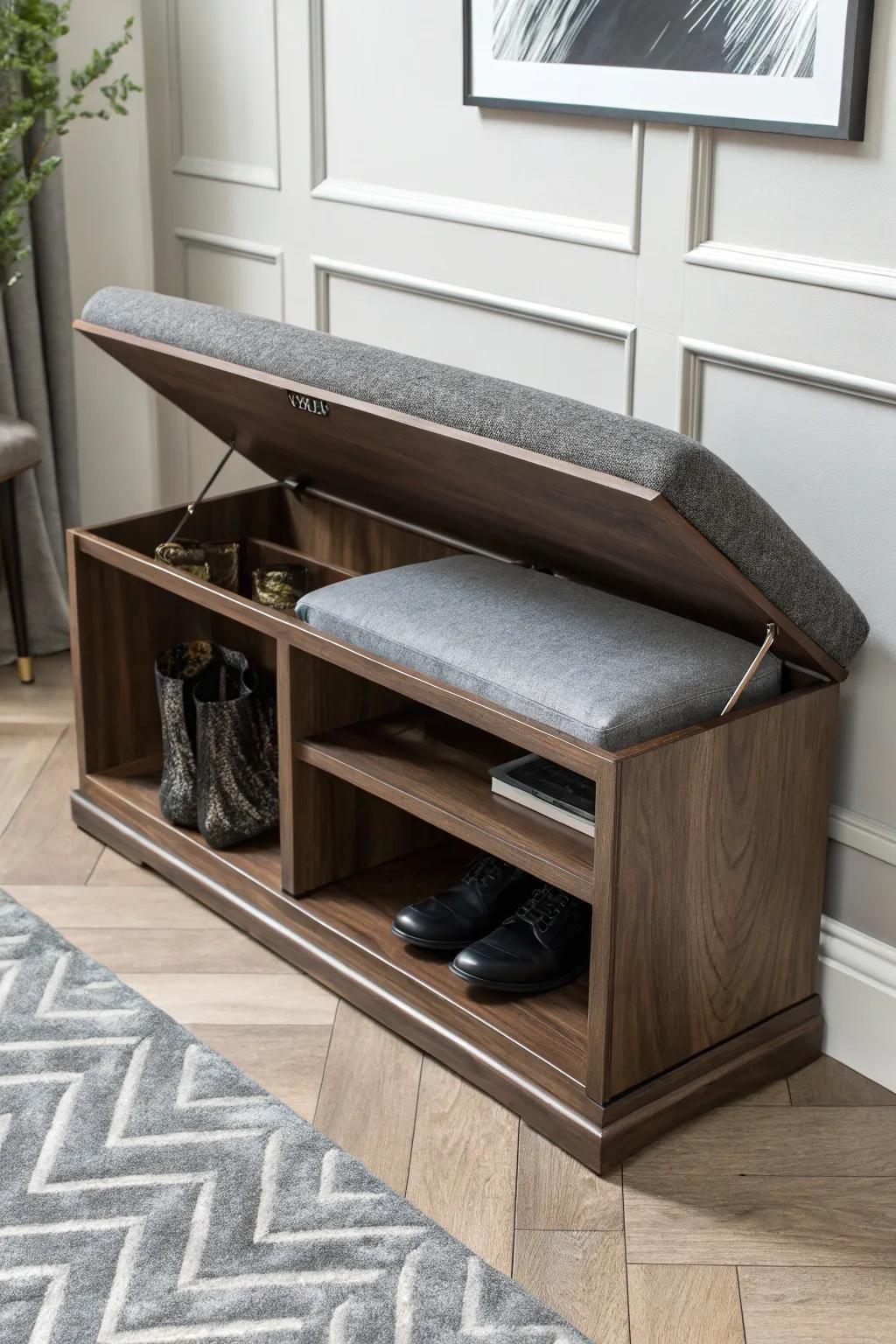 Elevate your entryway with a stylish bench that blends form and function effortlessly.