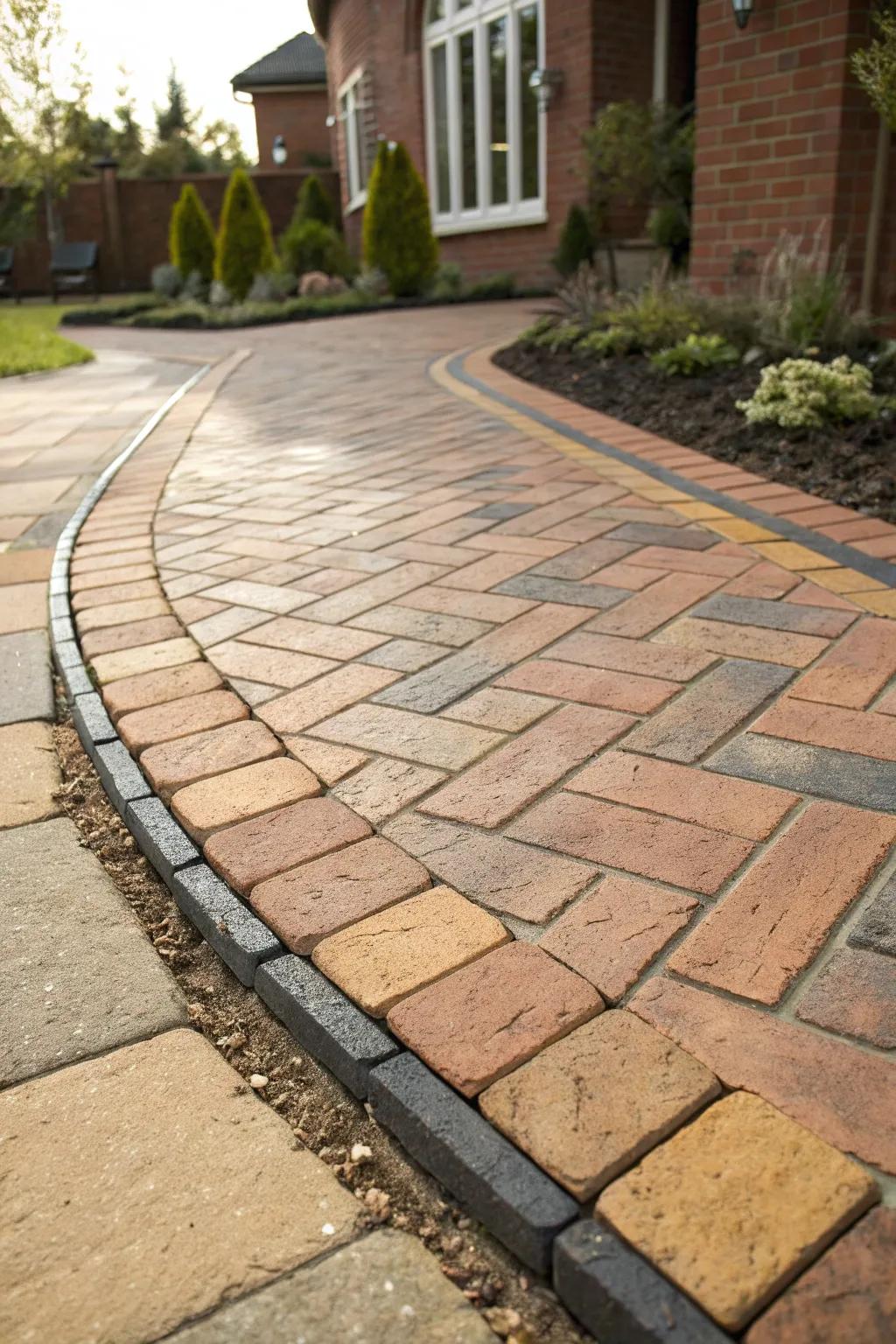 Elevate your driveway's appeal with a bold brick border.