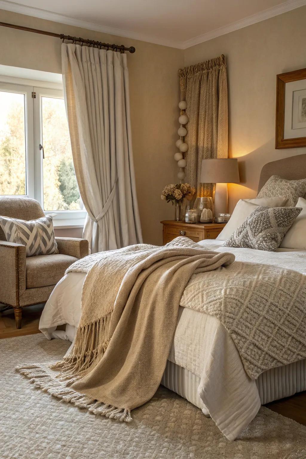 Layered textures bring depth and comfort.