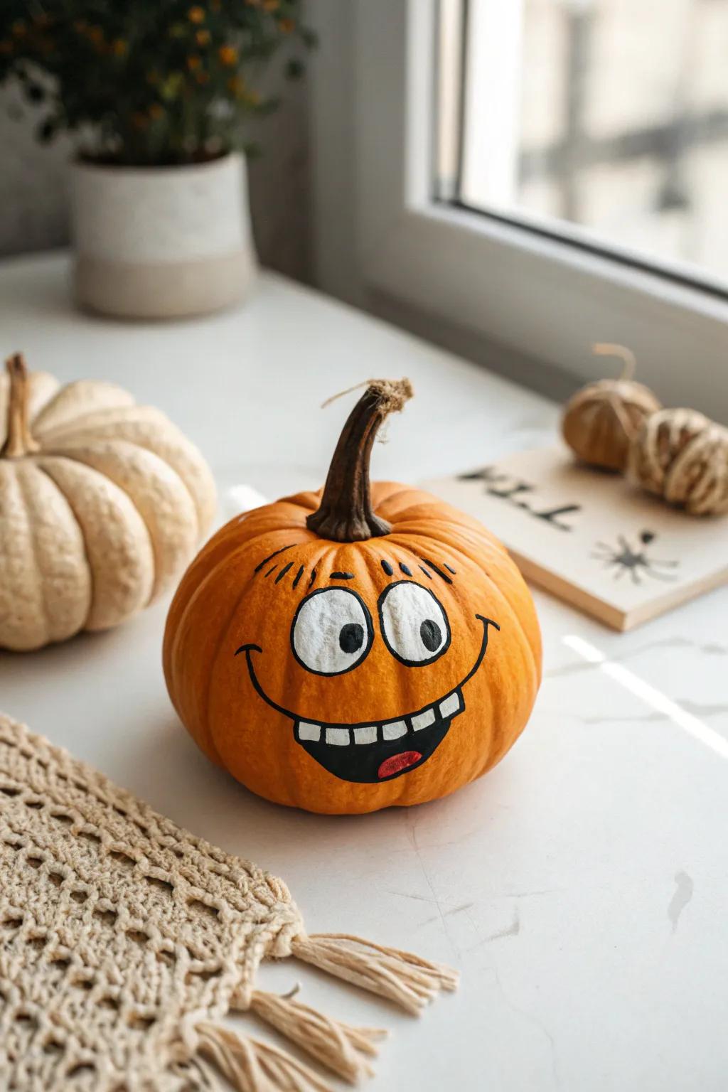 Transform your pumpkin into a cheerful character that will brighten anyone's day!