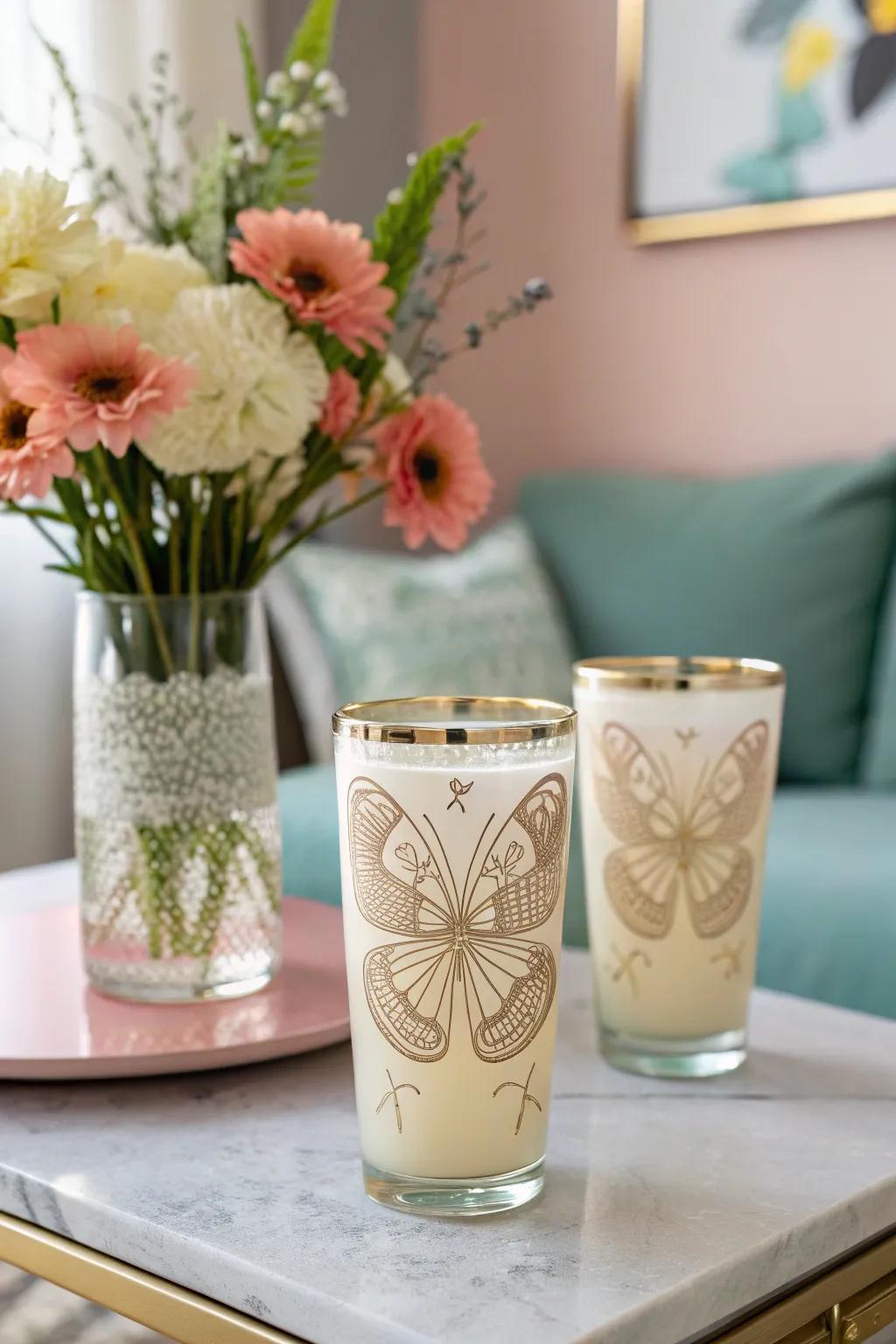 Embrace tranquility with pastel butterfly tumbler designs.