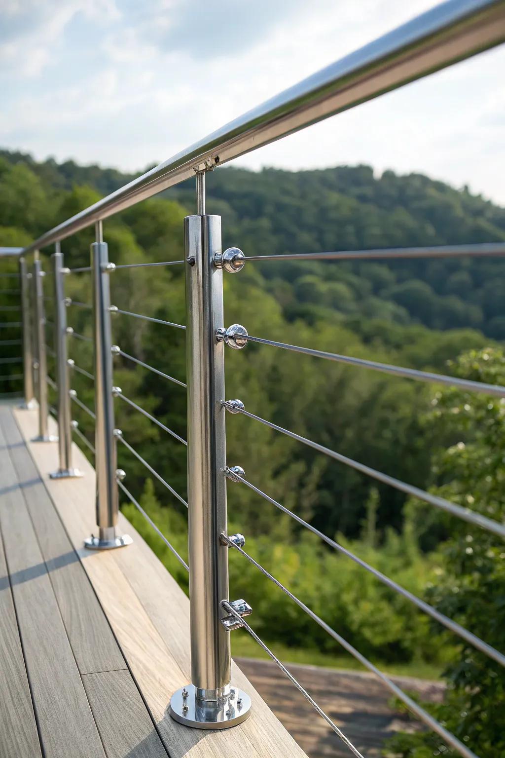 Elevate your deck with the modern elegance of cable railings, where simplicity meets sophistication.