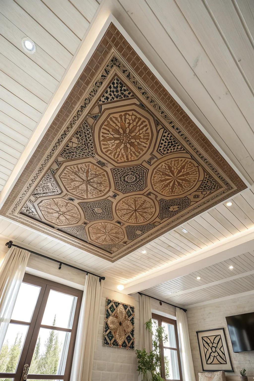 Elevate your space with the timeless beauty of Moroccan ceiling tiles, where minimalist design meets cultural artistry.