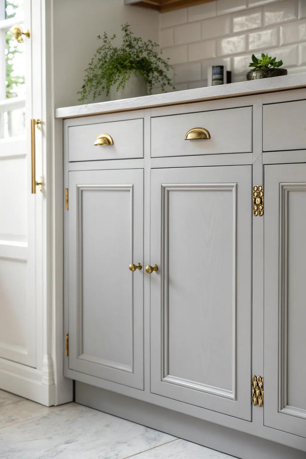 Elevate your kitchen with the timeless charm of soft gray chalk paint.