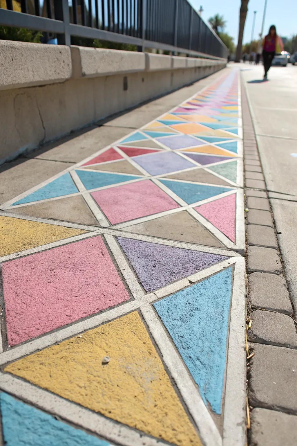 Transform your sidewalk into a masterpiece with a stunning stained glass chalk effect. Simple, elegant, and beautifully crafted.