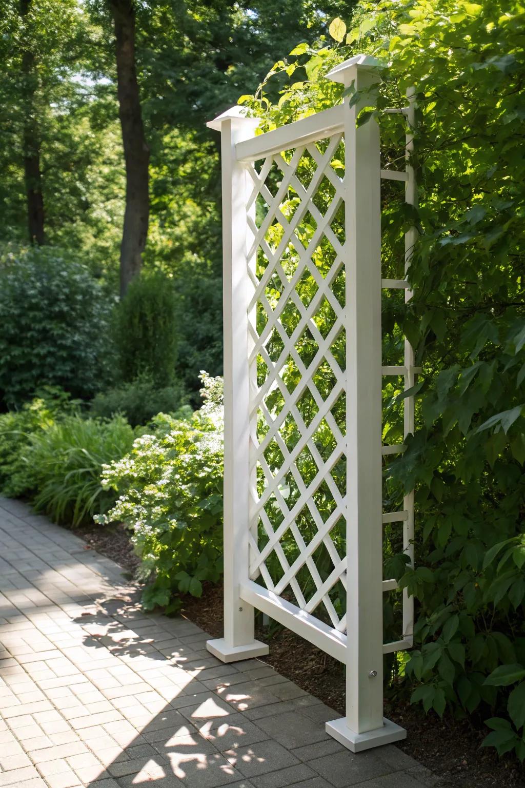 Transform your space with the timeless elegance of white vinyl lattice. Low maintenance, high impact.