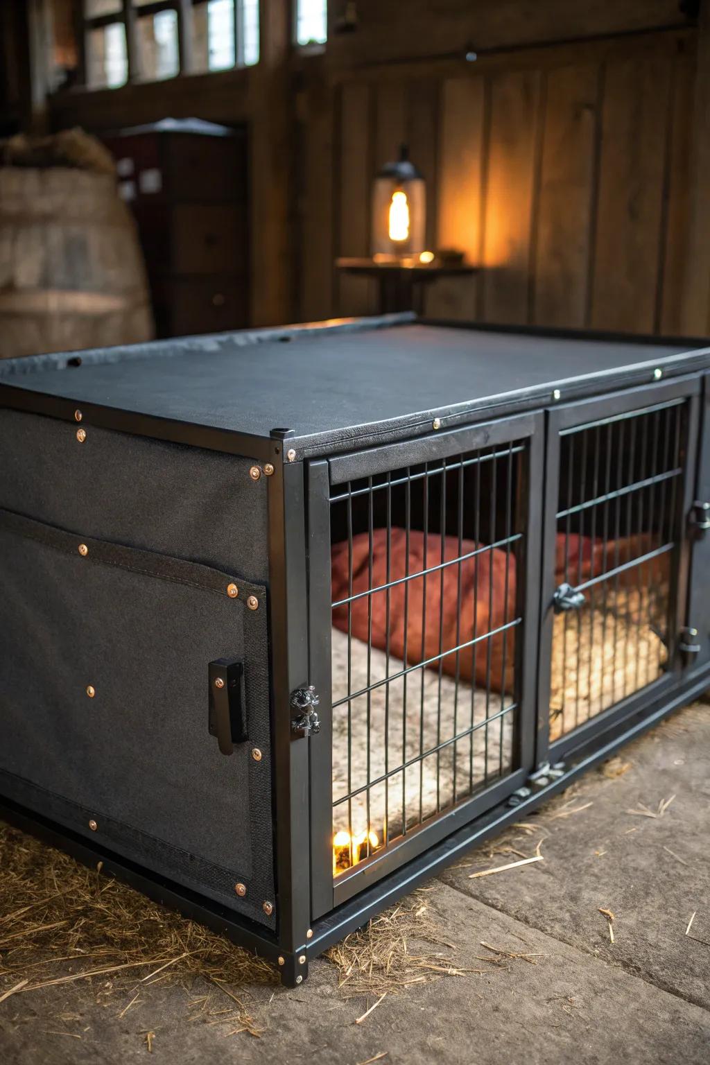 Turning a dog crate into a stylish chicken brooder: a clever and chic upcycling idea!
