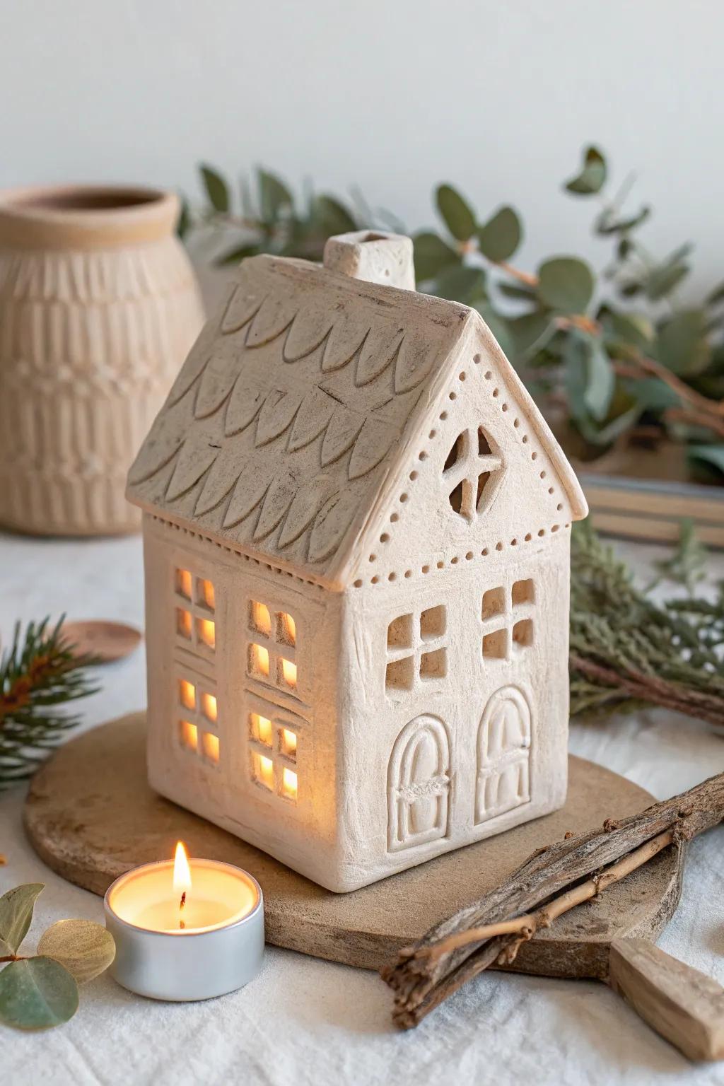 Embrace simplicity and charm with a handcrafted clay house, perfect for adding warmth and whimsy to your space.