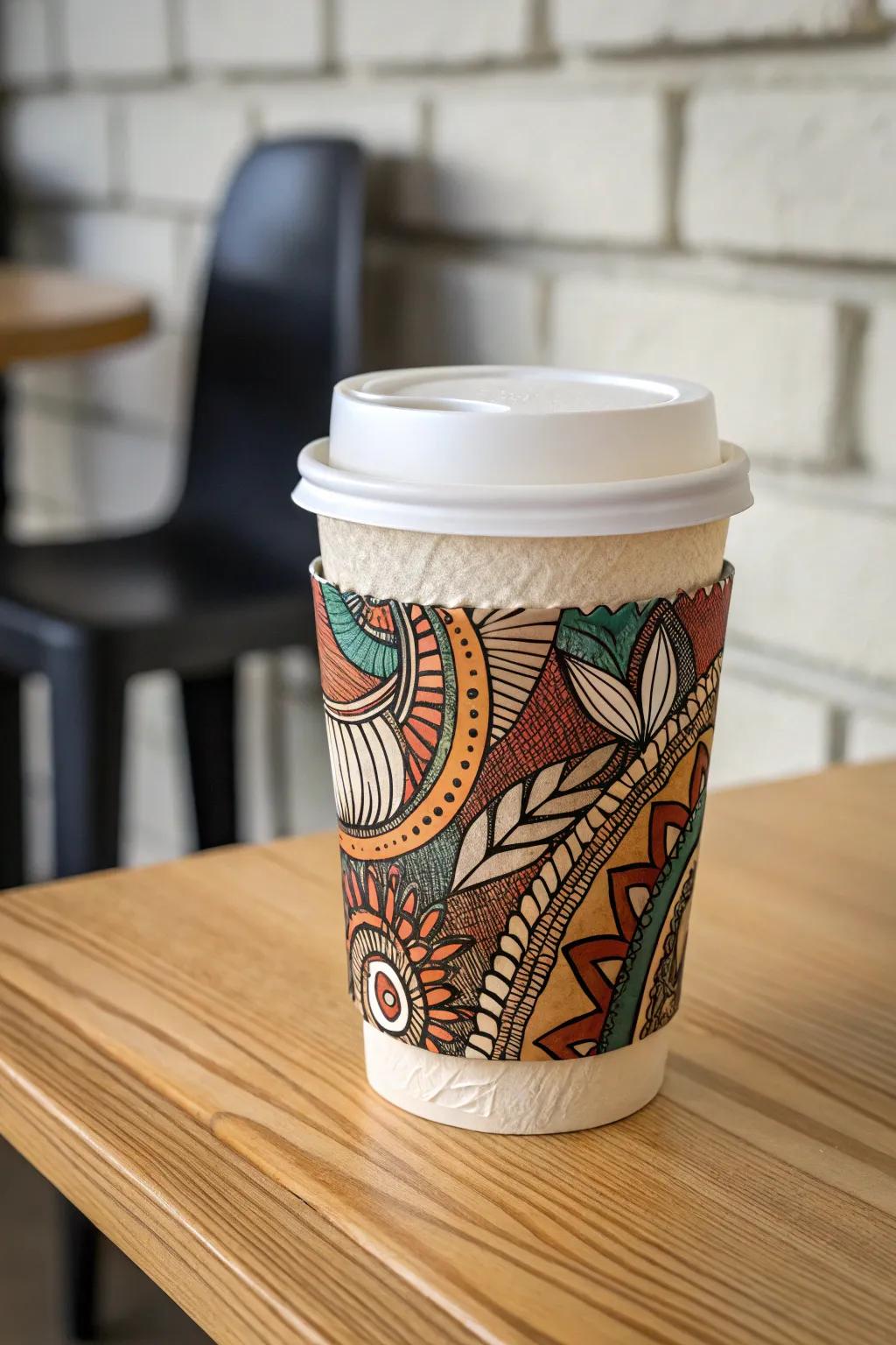 Sip with style: Discover the artistry on your coffee sleeve.