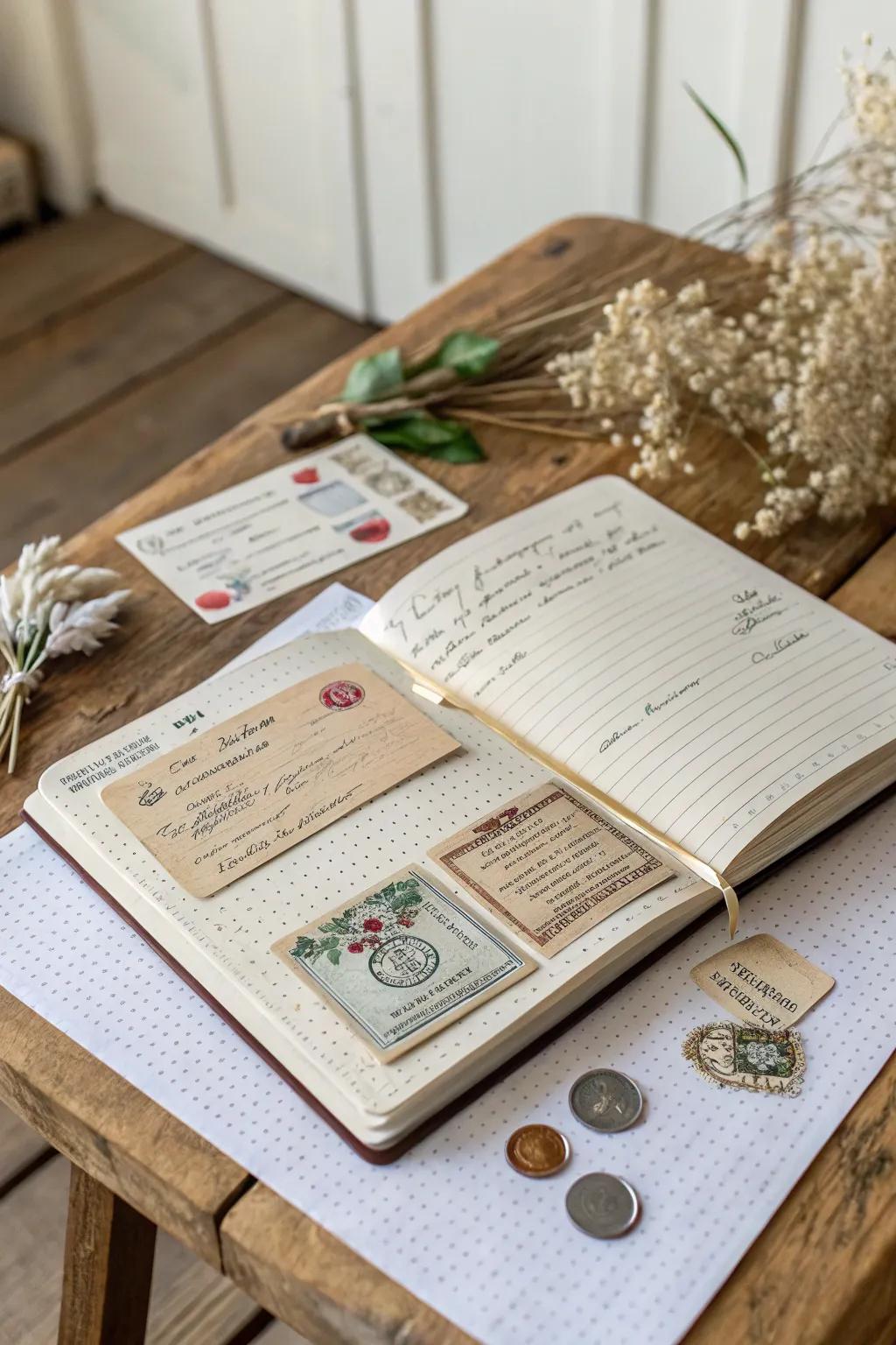 Capture your life's story with cherished mementos in a beautifully crafted collage journal.
