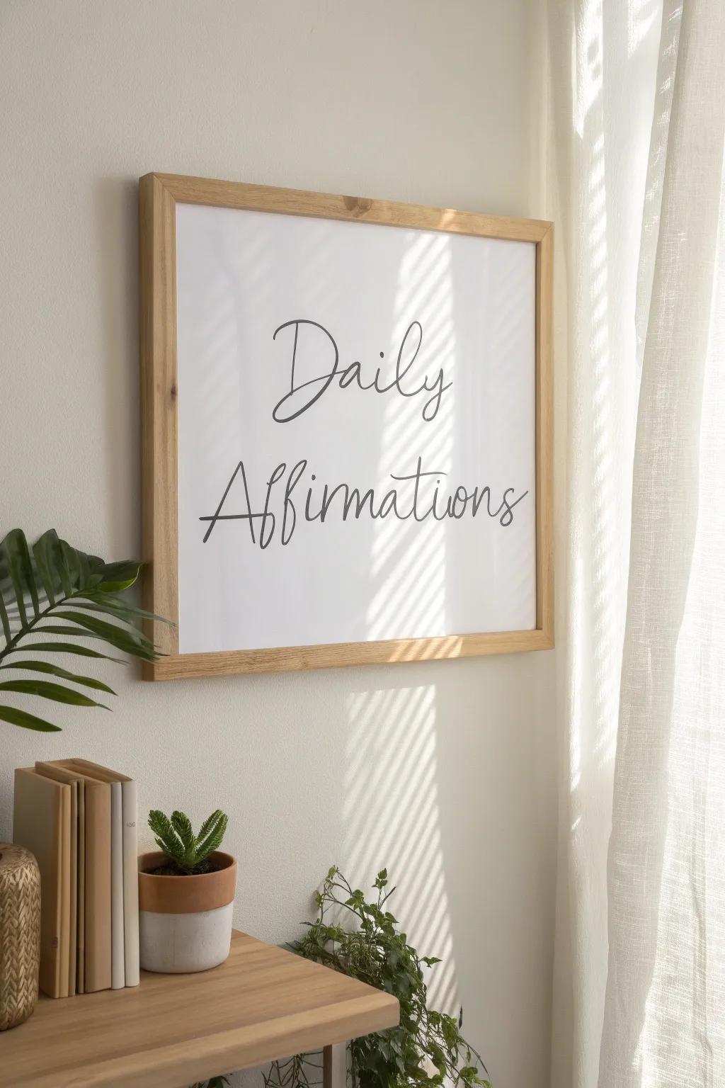 Start your day with positivity—write your affirmations on a beautifully crafted whiteboard.