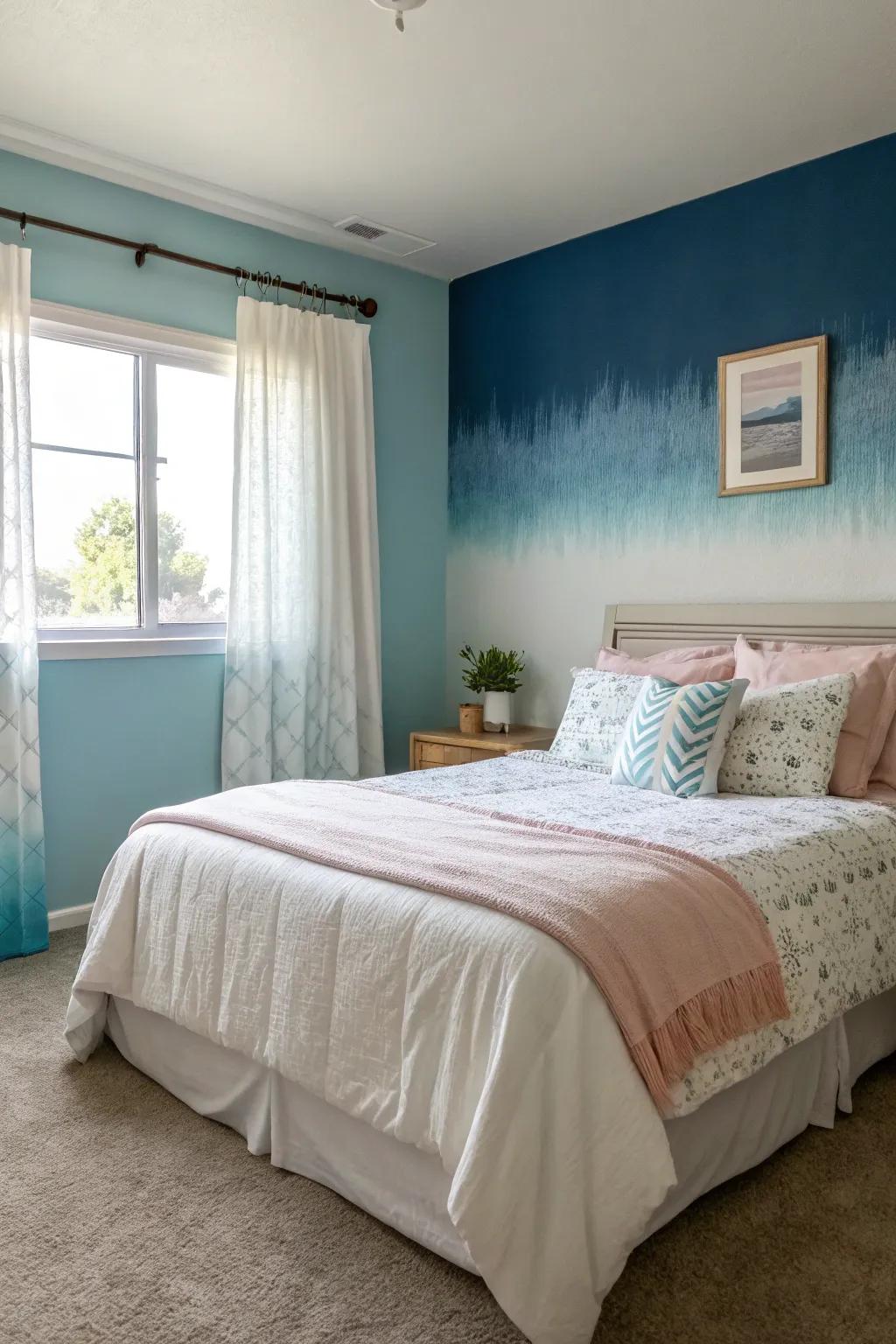Ombre walls add a calming effect.