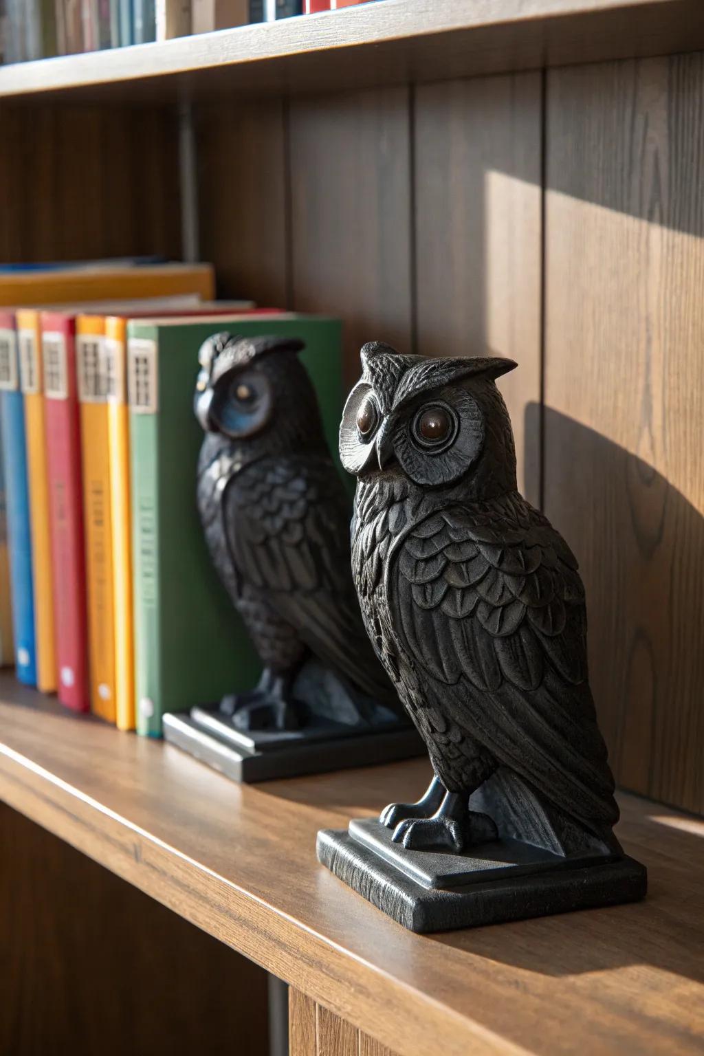 Elevate your bookshelf with these striking 3D-printed owl bookends that blend function with style.